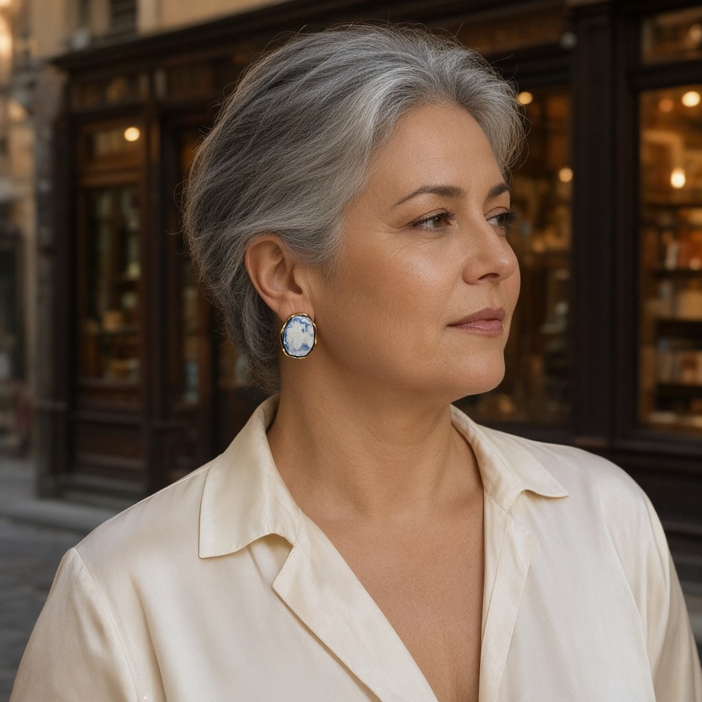 Pendientes marea puestos en una modelo para mujer Angara Moda