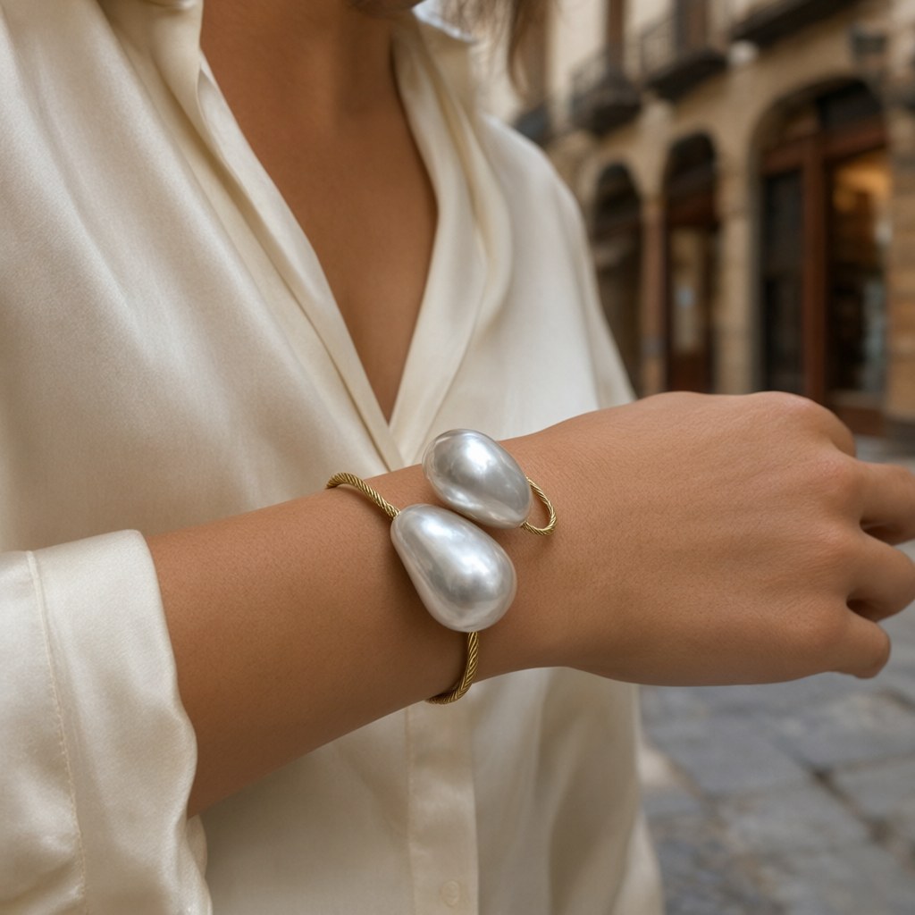 Pulsera clara puestos en una modelo para mujer Angara Moda