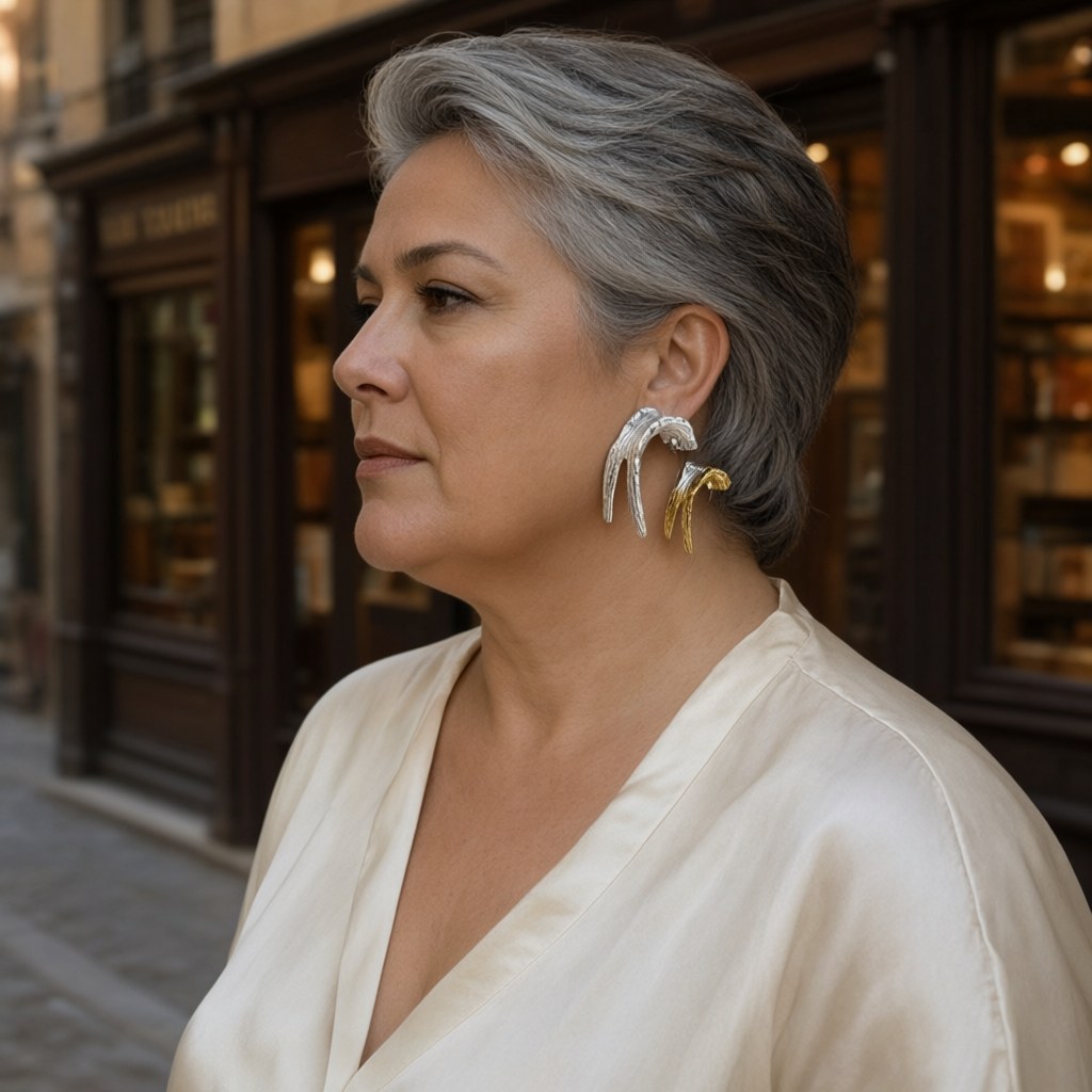 Pendientes delmar puestos en una modelo para mujer Angara Moda