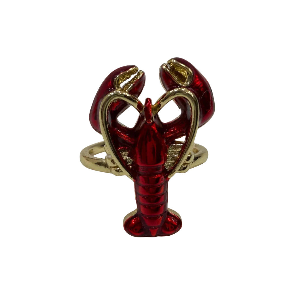 Anillo abierto langosta con microcirconitas y ojos verdes ajustable en color Rojo sobre fondo blanco para mujer Angara Moda