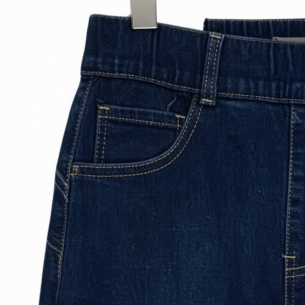 Detalle del tejido de Pantalón vaquero jegging de denim elástico con cintura alta moldeadora Mezquite para mujer Angara Moda