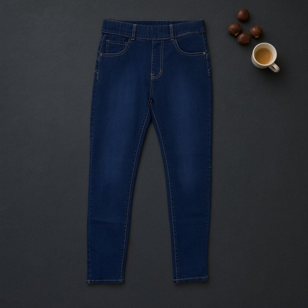 Pantalón vaquero jegging de denim elástico con cintura alta moldeadora Mezquite desde arriba para mujer Angara Moda