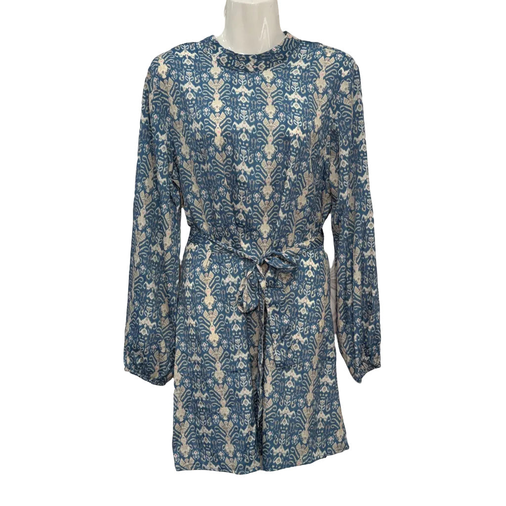 Vestido India corto hampi en color Azul vaquero oscuro sobre fondo blanco para mujer Angara Moda