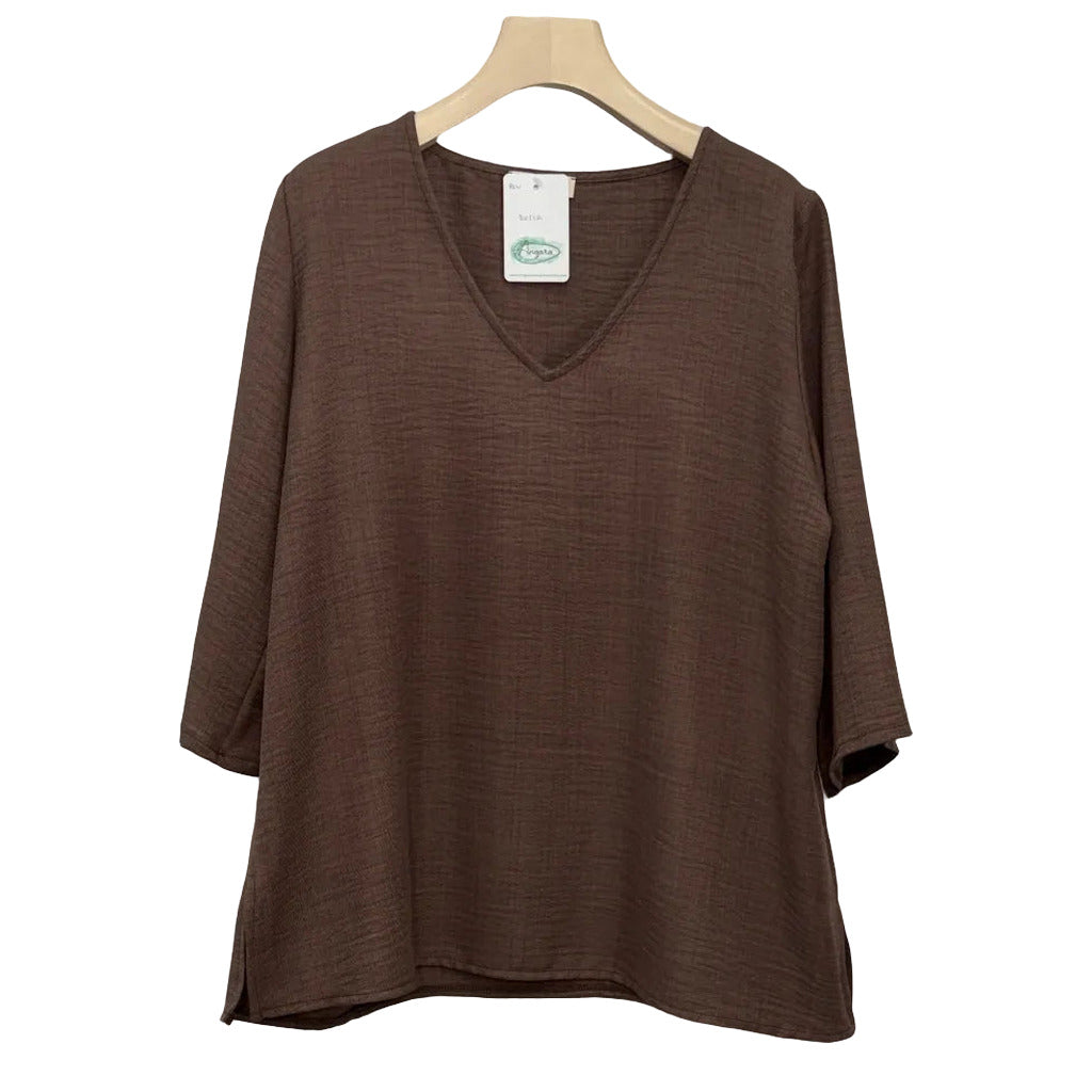 Blusa Belia en color Marron oscuro sobre fondo blanco para mujer Angara Moda