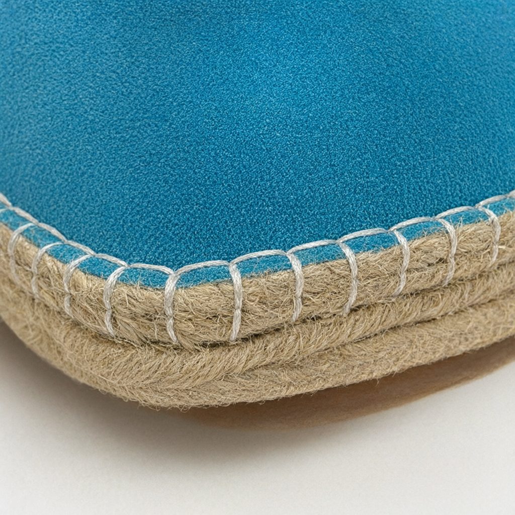 Detalle de Zueco Serraje Angara | Mule de Ante con Cuña de Esparto para mujer Angara Moda