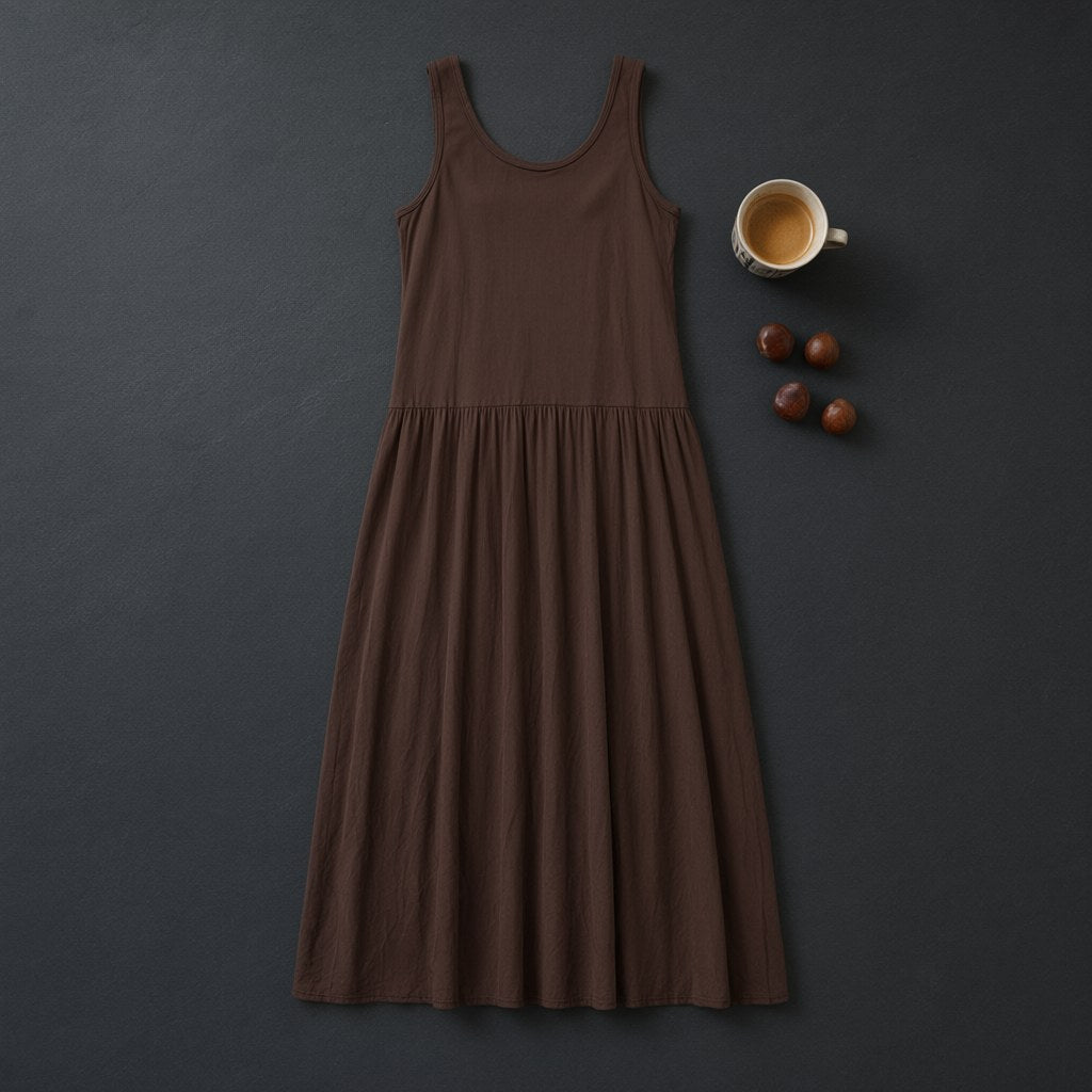 Vestido Largo Aurora – Maxi sin Mangas con Falda Voluminosa desde arriba para mujer Angara Moda