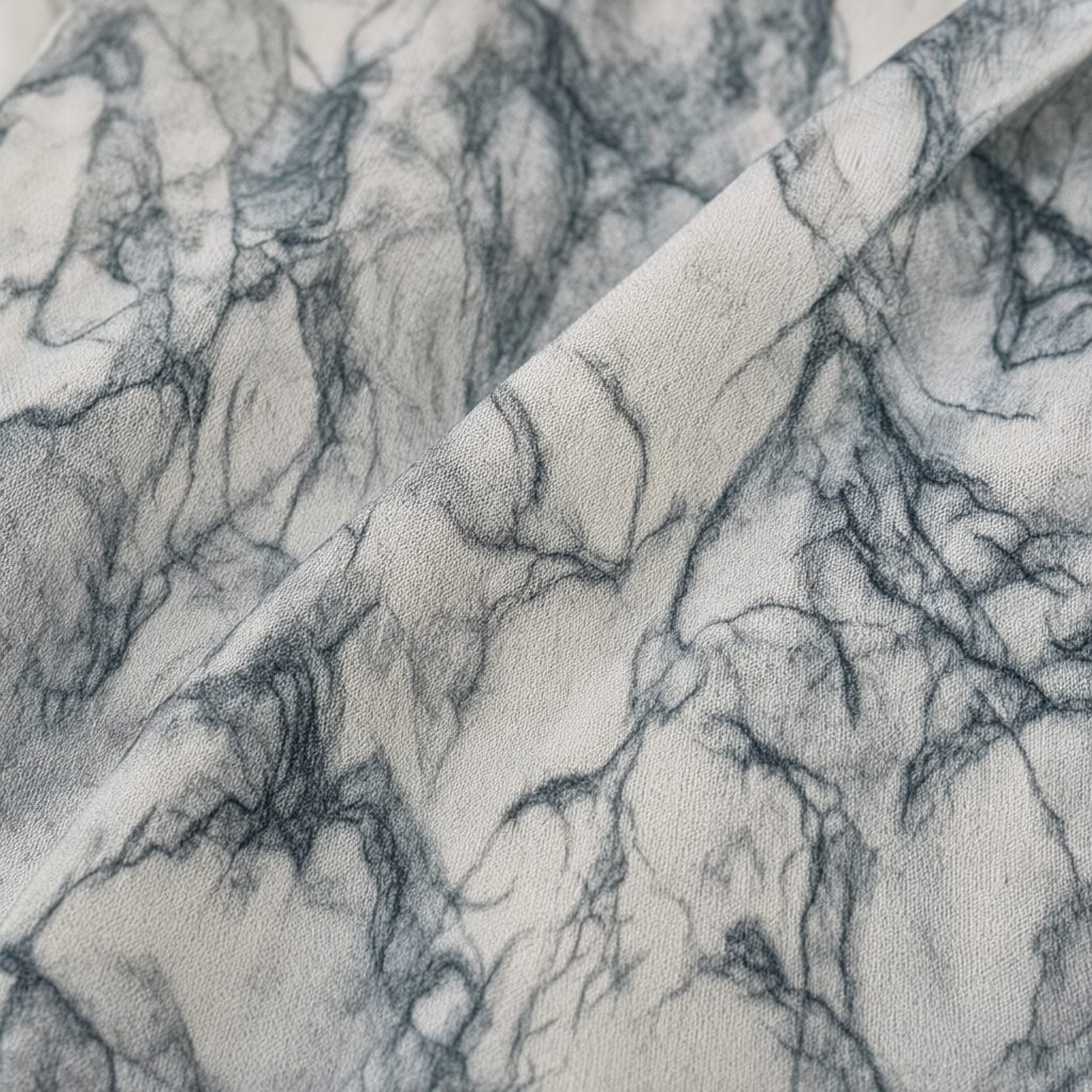 Detalle del tejido de Kimono Corto Tormenta de Gasa con Estampado Efecto Mármol para mujer Angara Moda