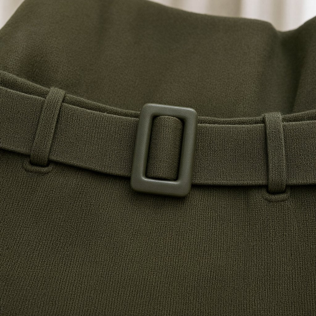 Detalle del tejido de Falda Julieta larga de polipiel con cinturón para mujer Angara Moda
