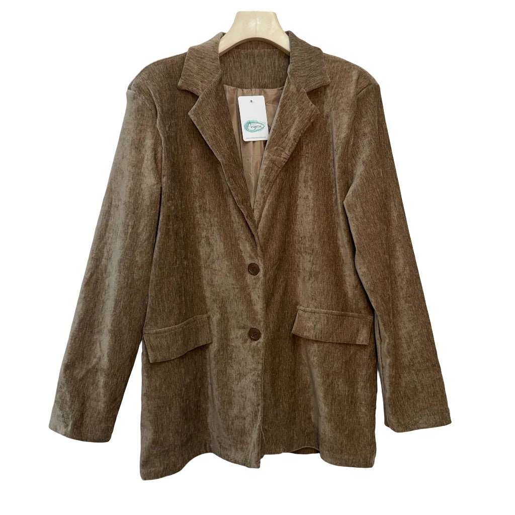 Blazer Antonella de tejido acanalado con solapa sobre fondo blanco para mujer Angara Moda