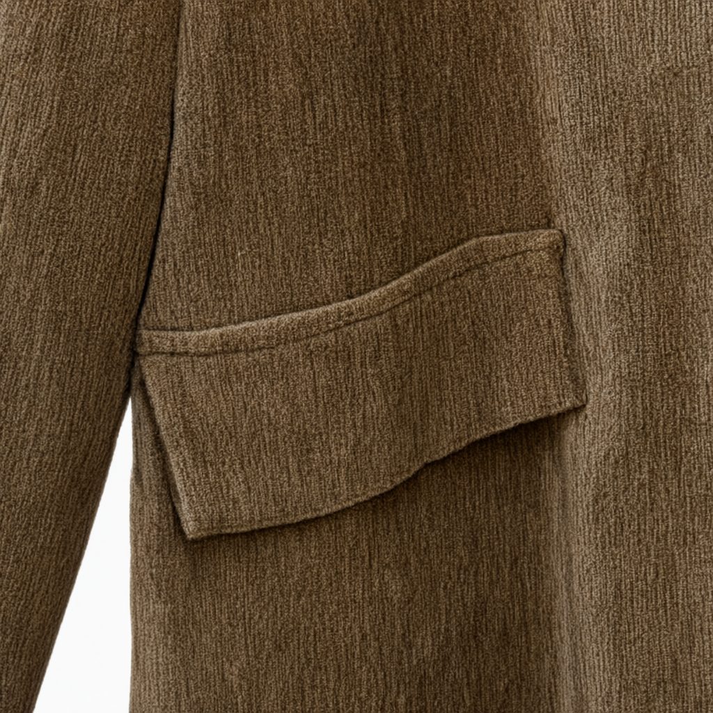Detalle del tejido de Blazer Antonella de tejido acanalado con solapa para mujer Angara Moda