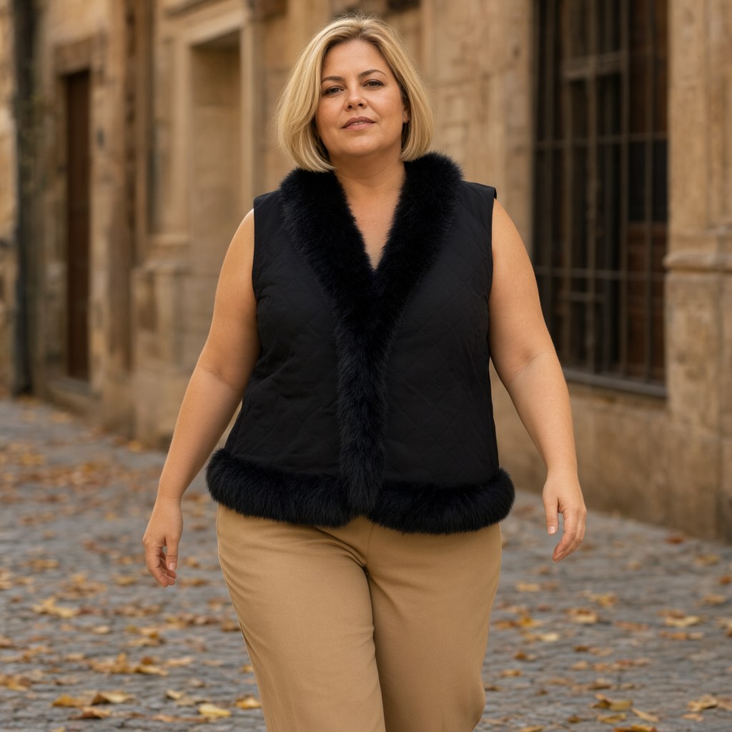 Chaleco Nerea con una modelo para mujer Angara Moda