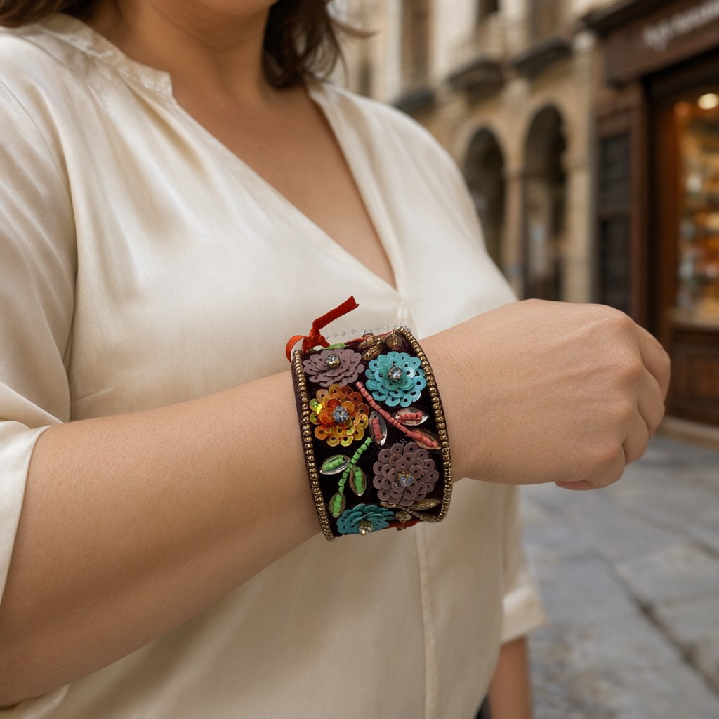 Pulsera Nieves puestos en una modelo para mujer Angara Moda