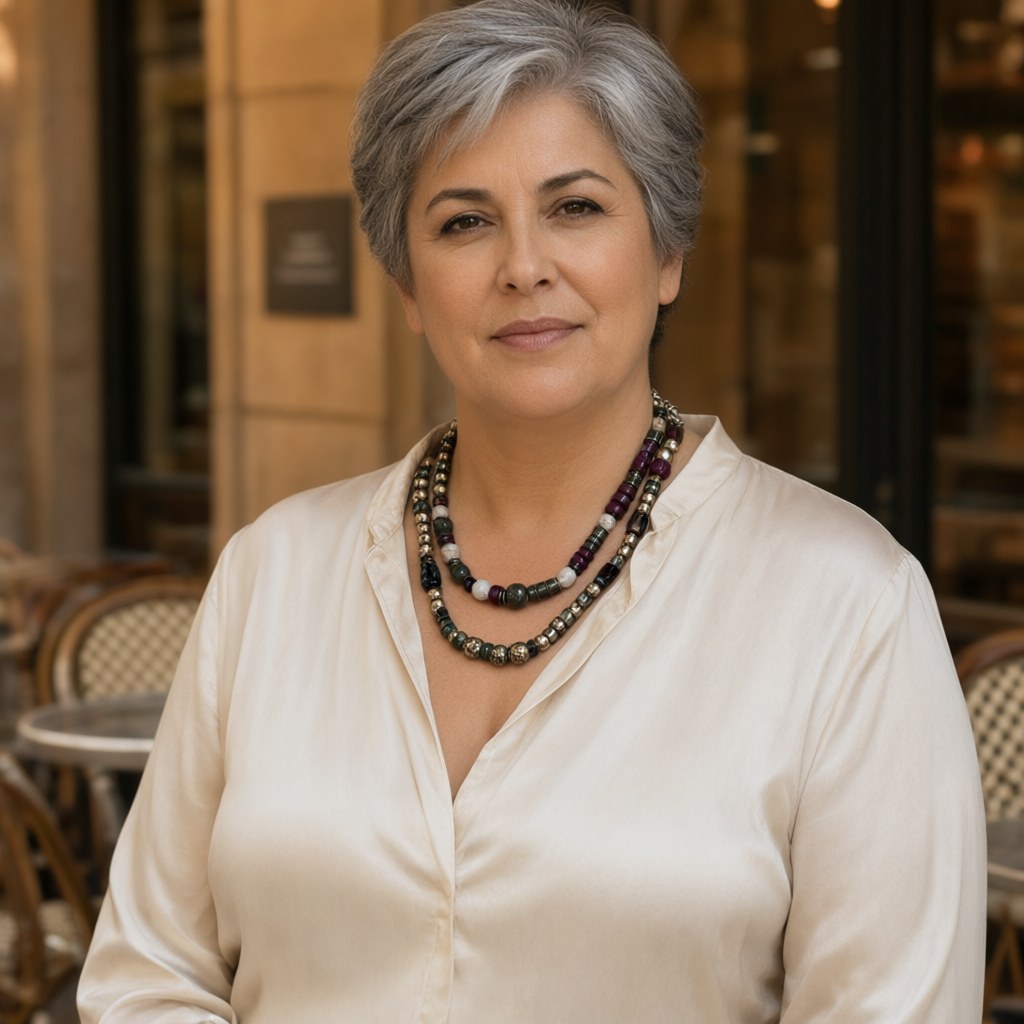 Collar Valentina puestos en una modelo para mujer Angara Moda