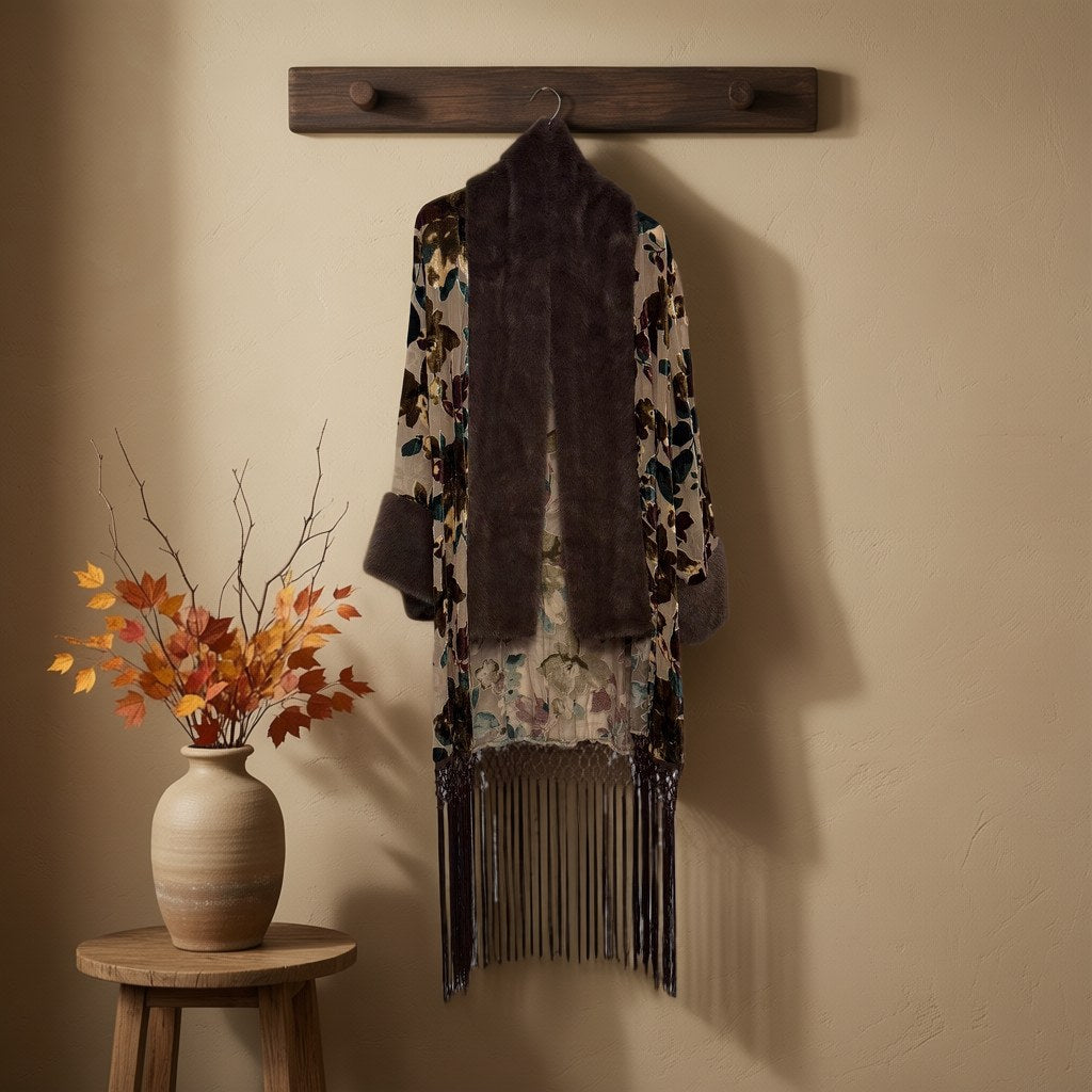 Kimono Sofía colgada en un ambiente para mujer Angara Moda