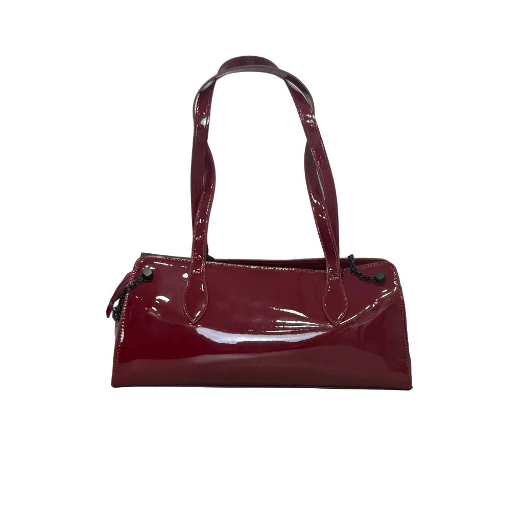 Bolso Garza de acabado brillante y doble asa sobre fondo blanco, vista trasera para mujer Angara Moda