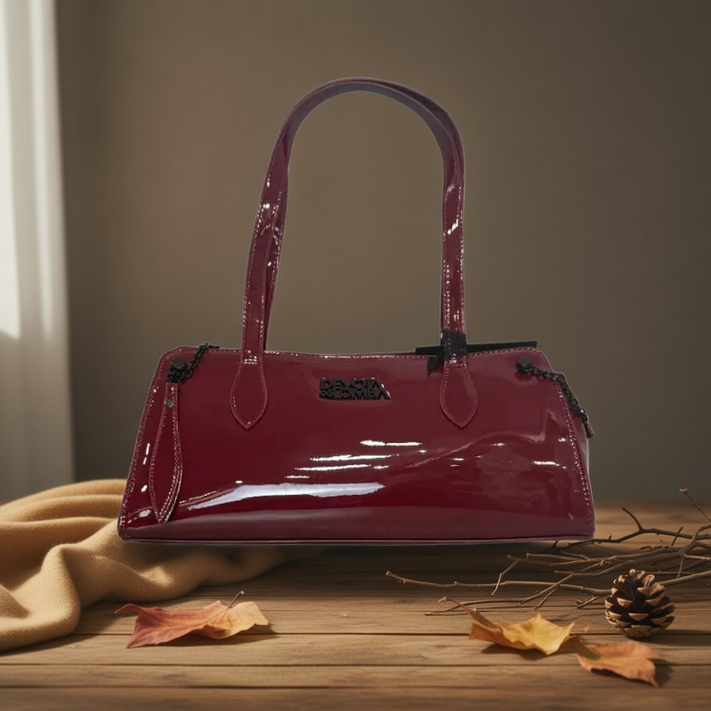 Bolso Garza de acabado brillante y doble asa sobre arena y lino con fondo natural para mujer Angara Moda