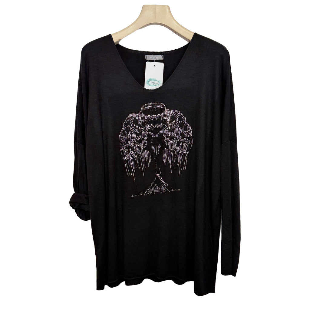 Camiseta Colette en color Negro sobre fondo blanco para mujer Angara Moda