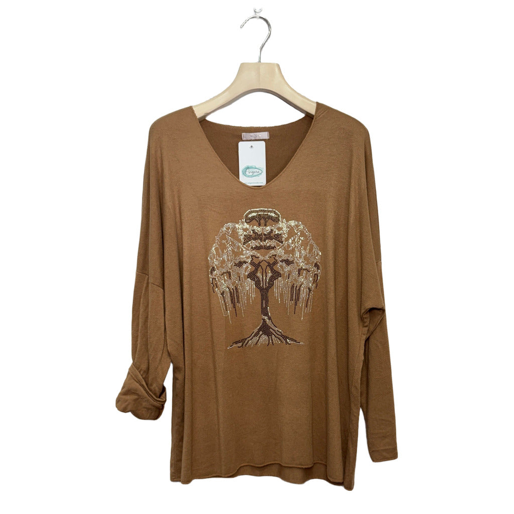 Camiseta Colette en color Camel sobre fondo blanco para mujer Angara Moda