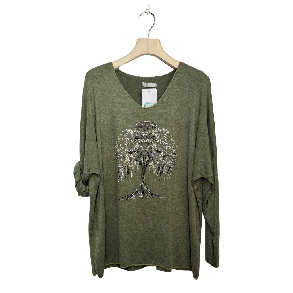 Camiseta Colette en color Verde caza sobre fondo blanco para mujer Angara Moda