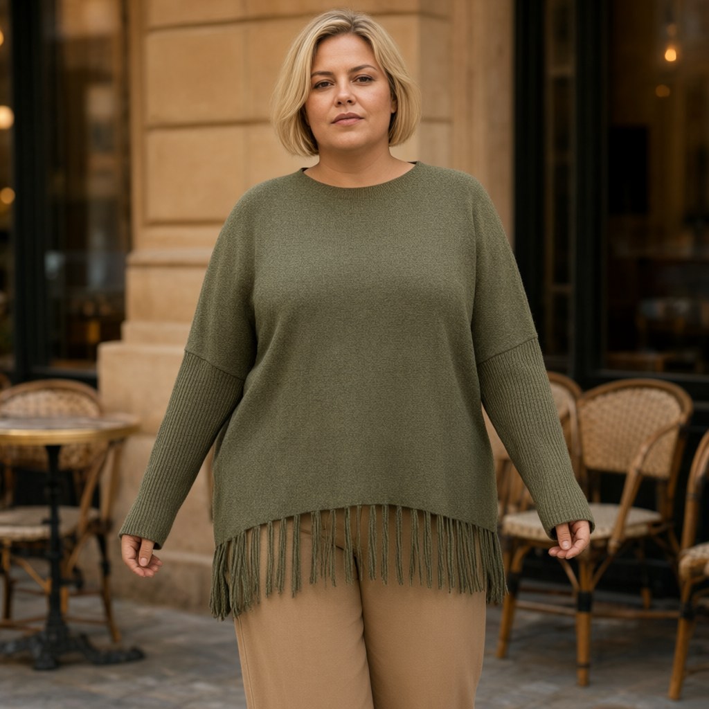 Jersey Nieves con una modelo para mujer Angara Moda