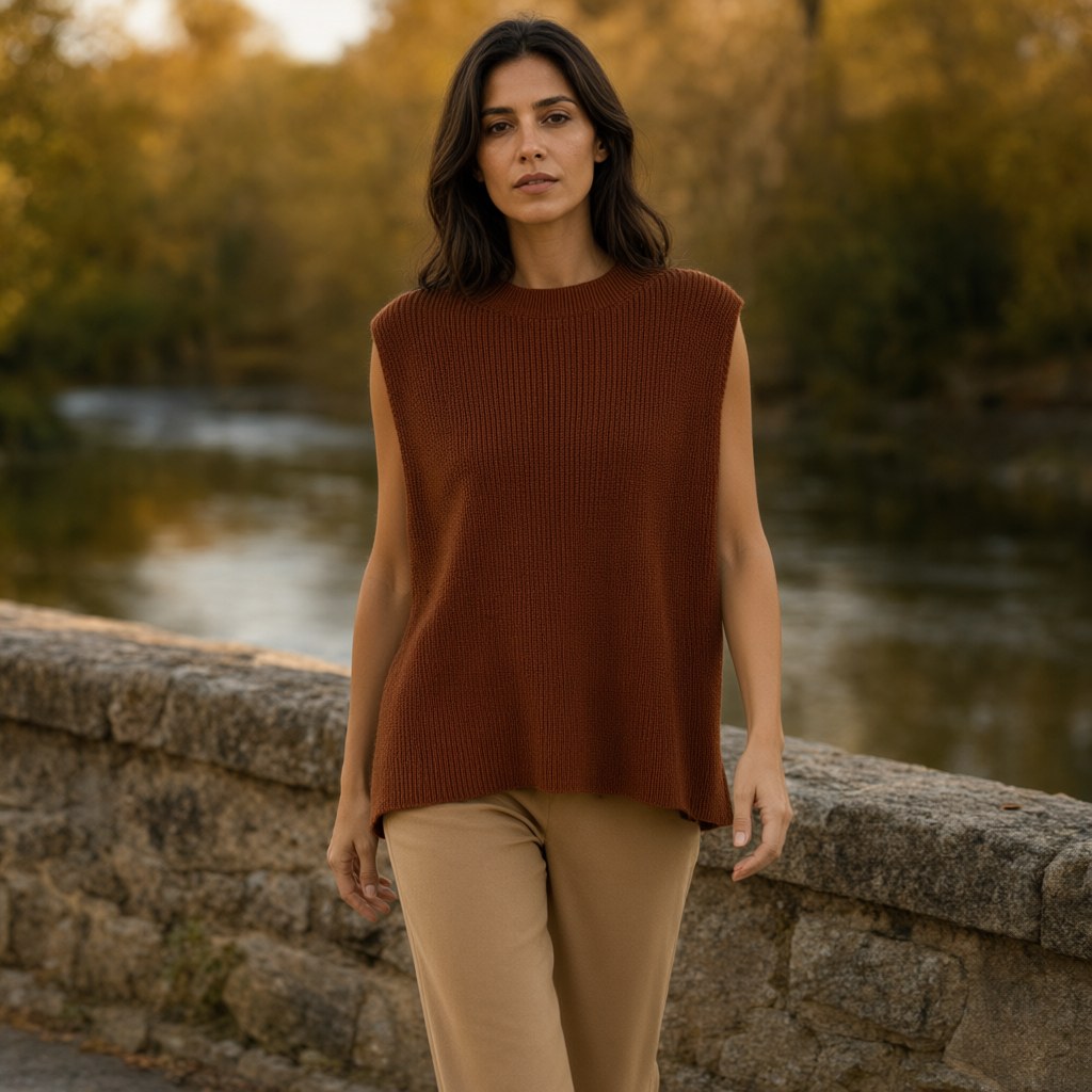 Chaleco Aurelia con una modelo para mujer Angara Moda