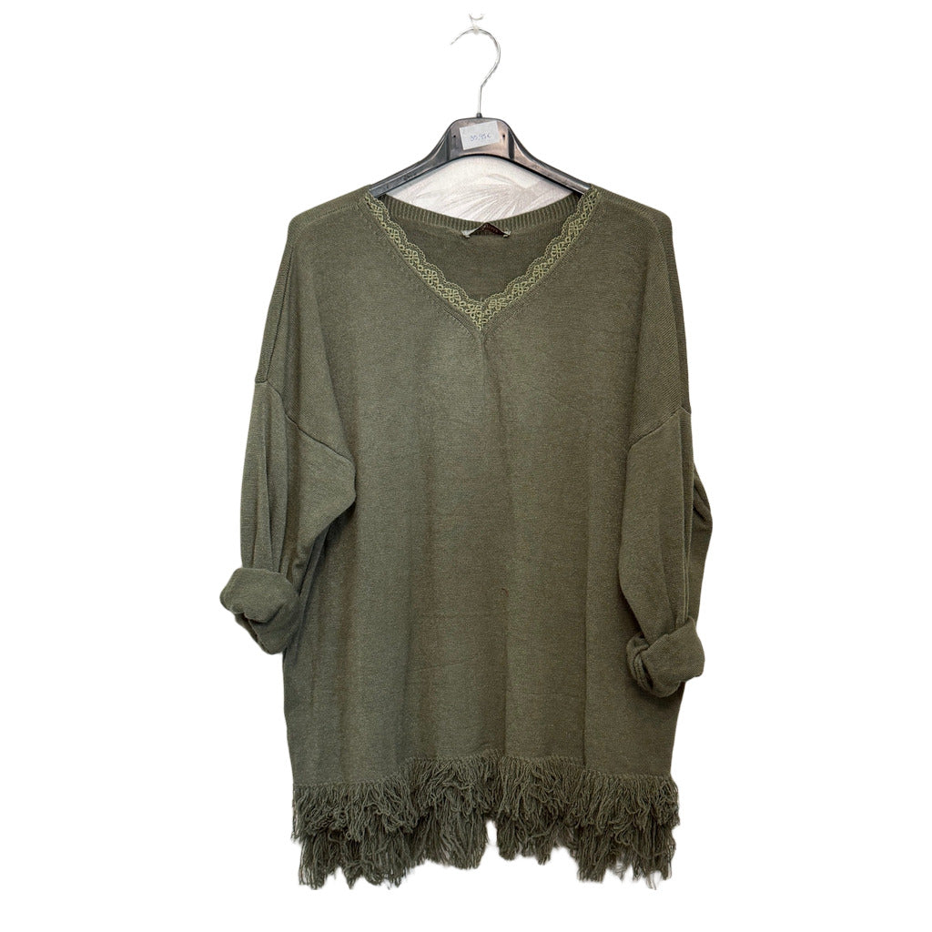 Jersey Carlota en color Verde caza sobre fondo blanco para mujer Angara Moda