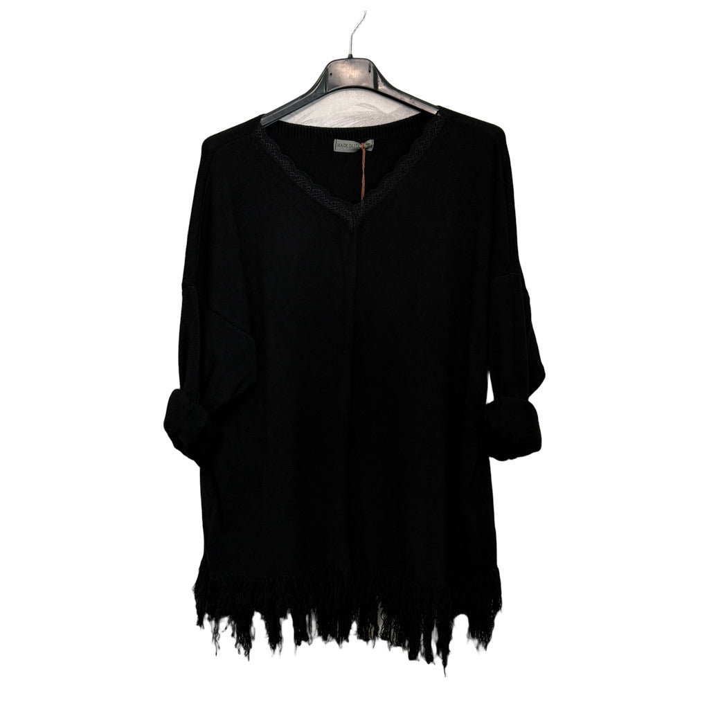 Jersey Carlota en color Negro sobre fondo blanco para mujer Angara Moda