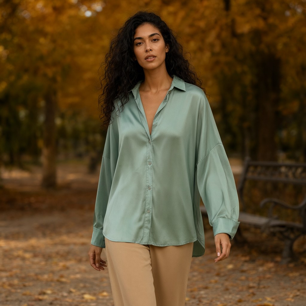 Camisa Nekane con una modelo para mujer Angara Moda