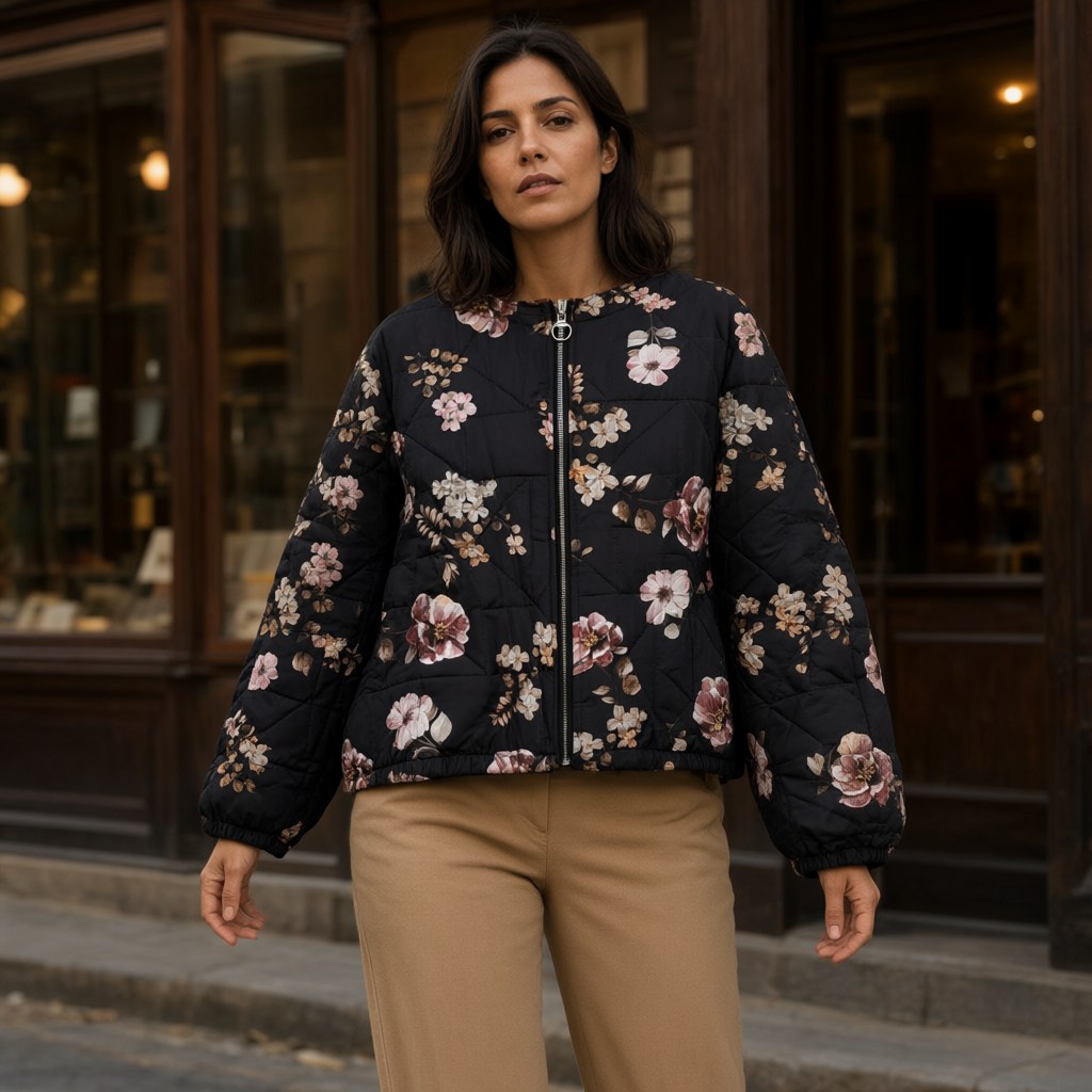Abrigo Olivo con una modelo para mujer Angara Moda