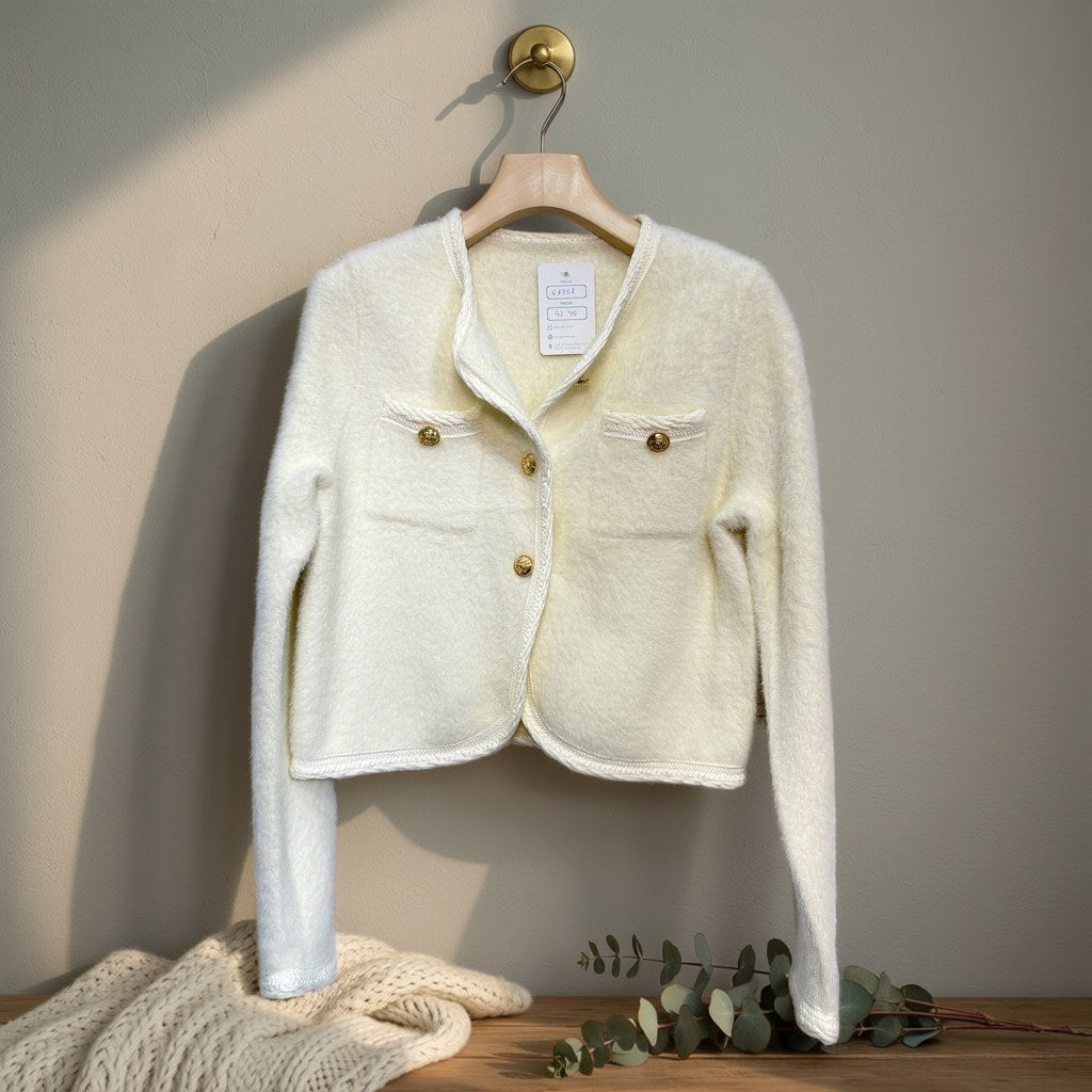 Chaqueta Flora colgada en un ambiente para mujer Angara Moda