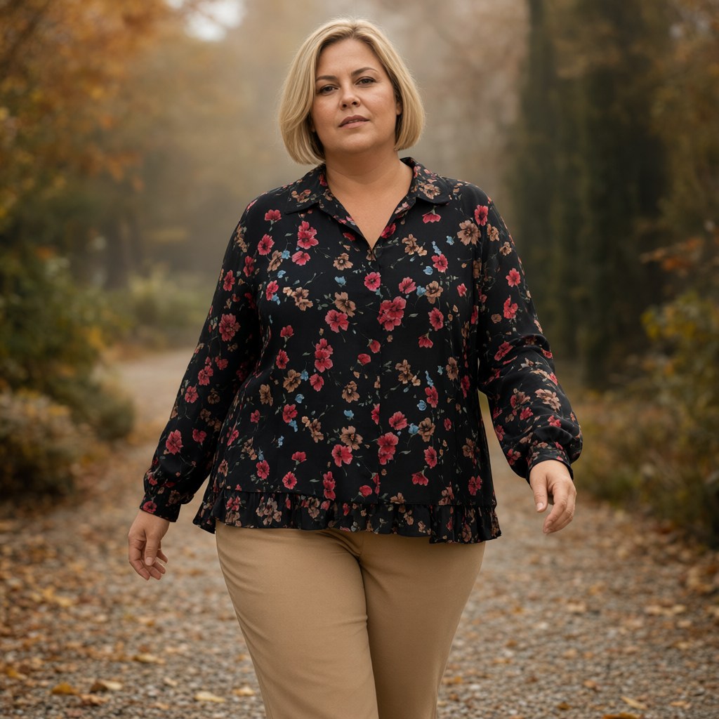 Camisa Odette con una modelo para mujer Angara Moda
