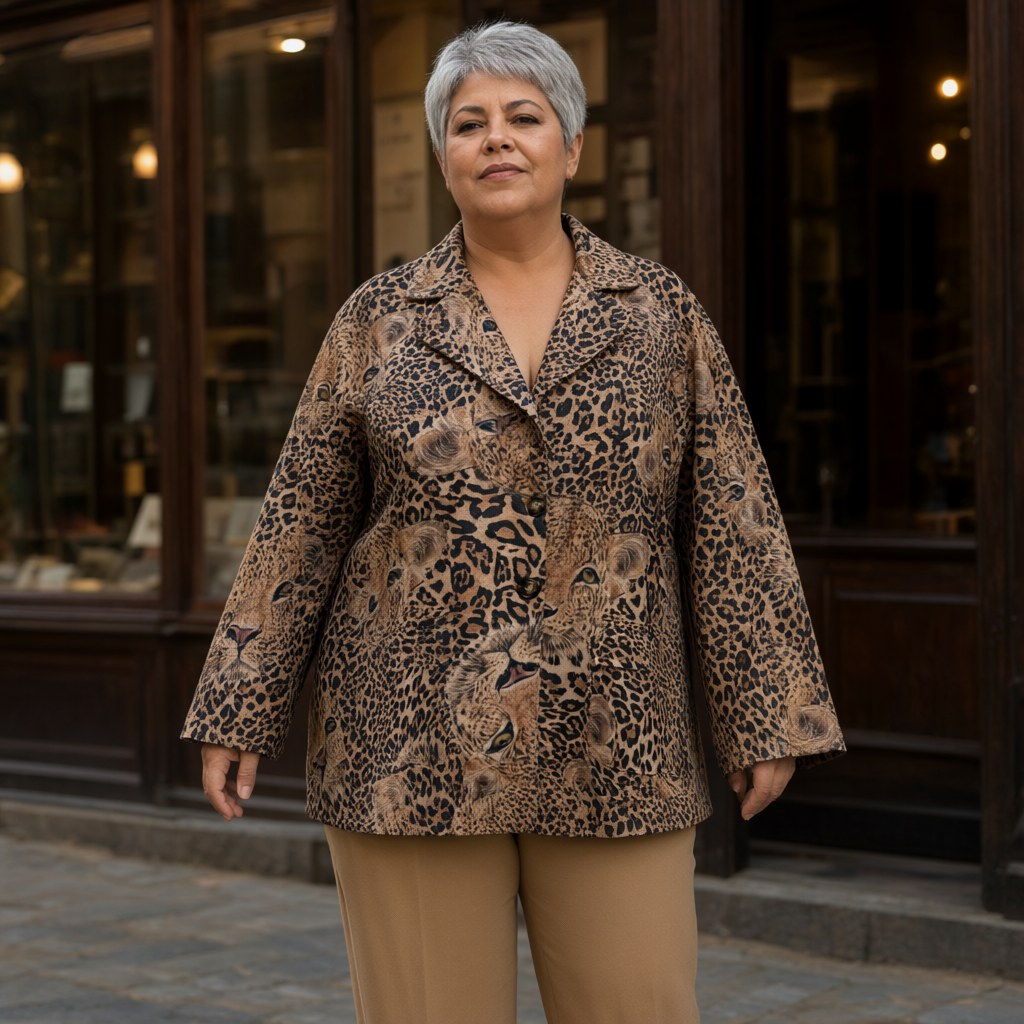 Chaqueta Serafina con una modelo para mujer Angara Moda
