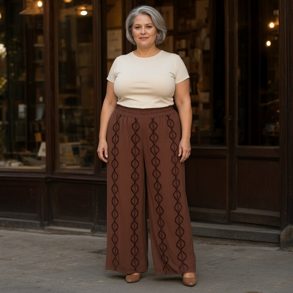 Pantalón Atenea con una modelo para mujer Angara Moda