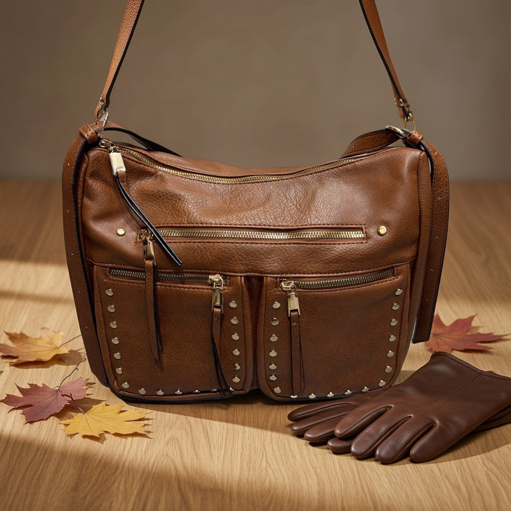 Bolso Valeria desde arriba con gafas de sol y pulsera para mujer Angara Moda