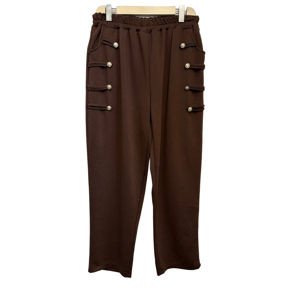 Pantalón Pasiflora en color Marrón sobre fondo blanco para mujer Angara Moda