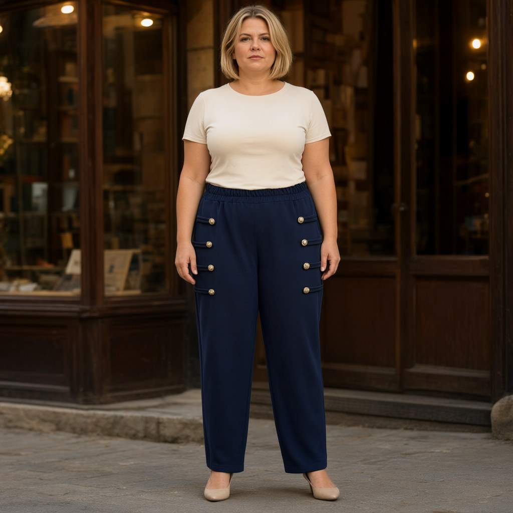 Pantalón Pasiflora con una modelo para mujer Angara Moda