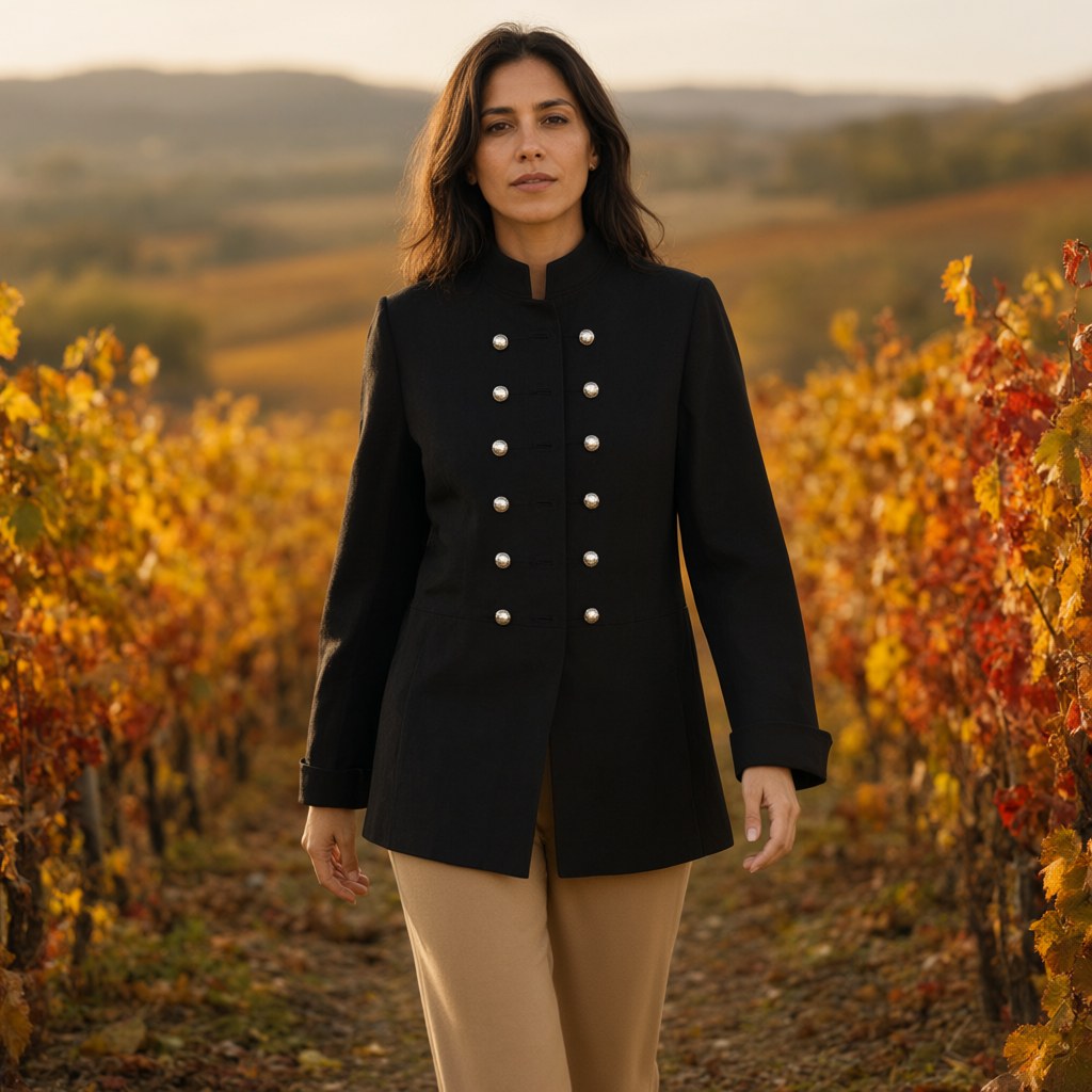 Chaqueta Aroa con una modelo para mujer Angara Moda