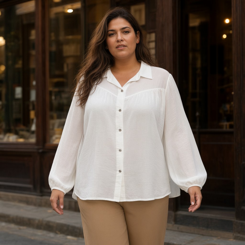Camisa Kunzita con una modelo para mujer Angara Moda