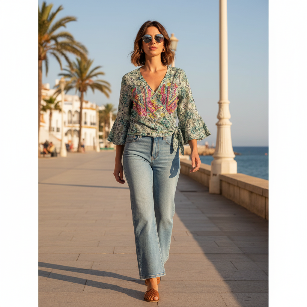 Blusa India Lannaku sobre modelo