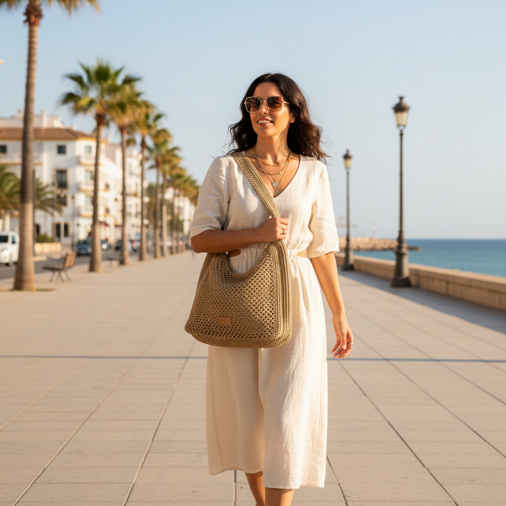 Bolso Carmina sobre modelo - proporciones corregidas