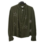 Camisa Brisa de Algodón con Estrellas de Strass y Volantes
