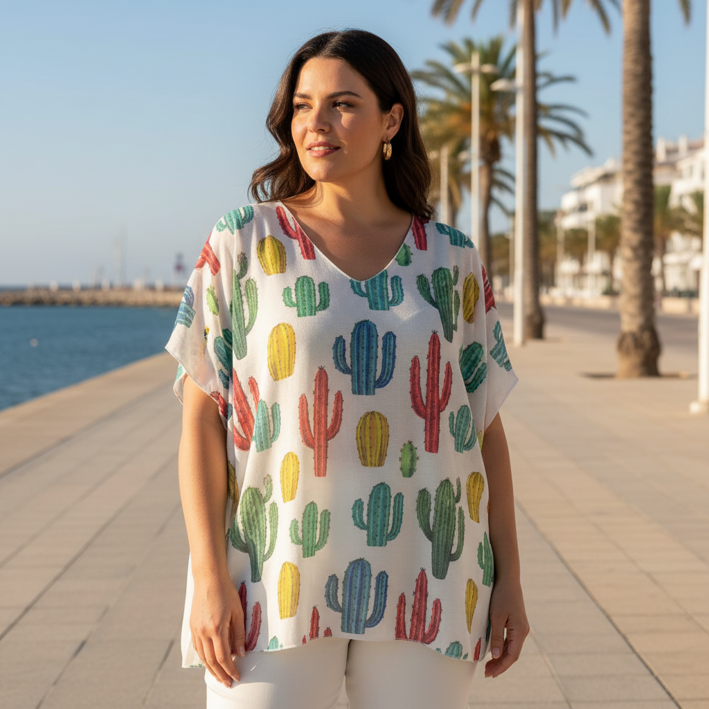 Camiseta Desierto sobre modelo curvi