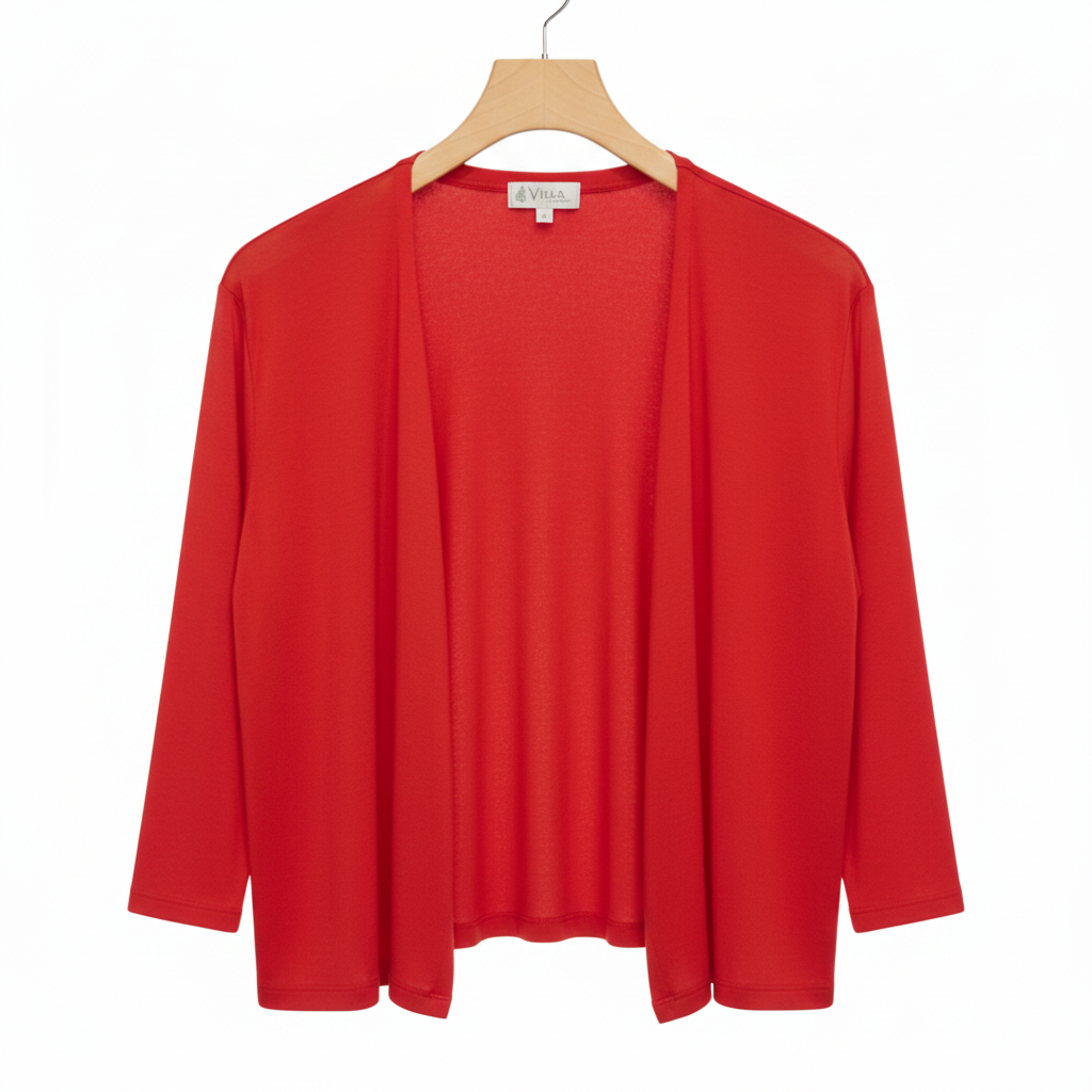 Chaqueta roja en percha fondo blanco