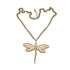 Collar libélula esmalte crudo metal dorado cadena rolo mujer Angara Moda