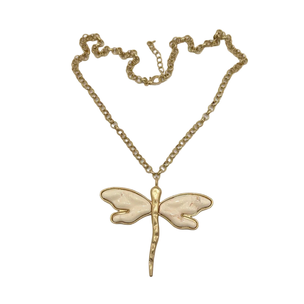 Collar libélula esmalte crudo metal dorado cadena rolo mujer Angara Moda