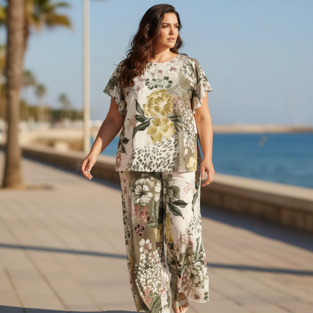 Conjunto Tropico modelo curvi manga corta