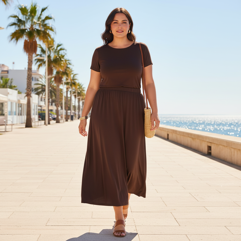Falda Midi Manilva chocolate curvi