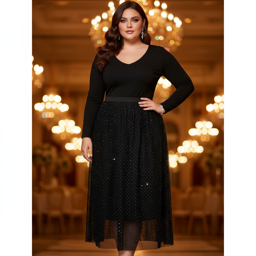 Falda Midi Strass modelo curvi fiesta