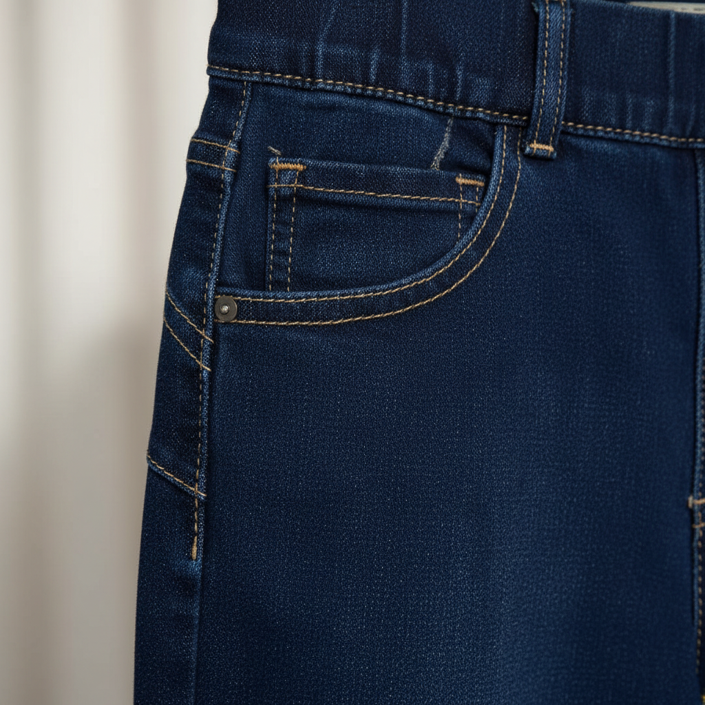 Pantalón Mezquite denim azul oscuro pantalón jegging detalle de tejido mujer Angara Moda