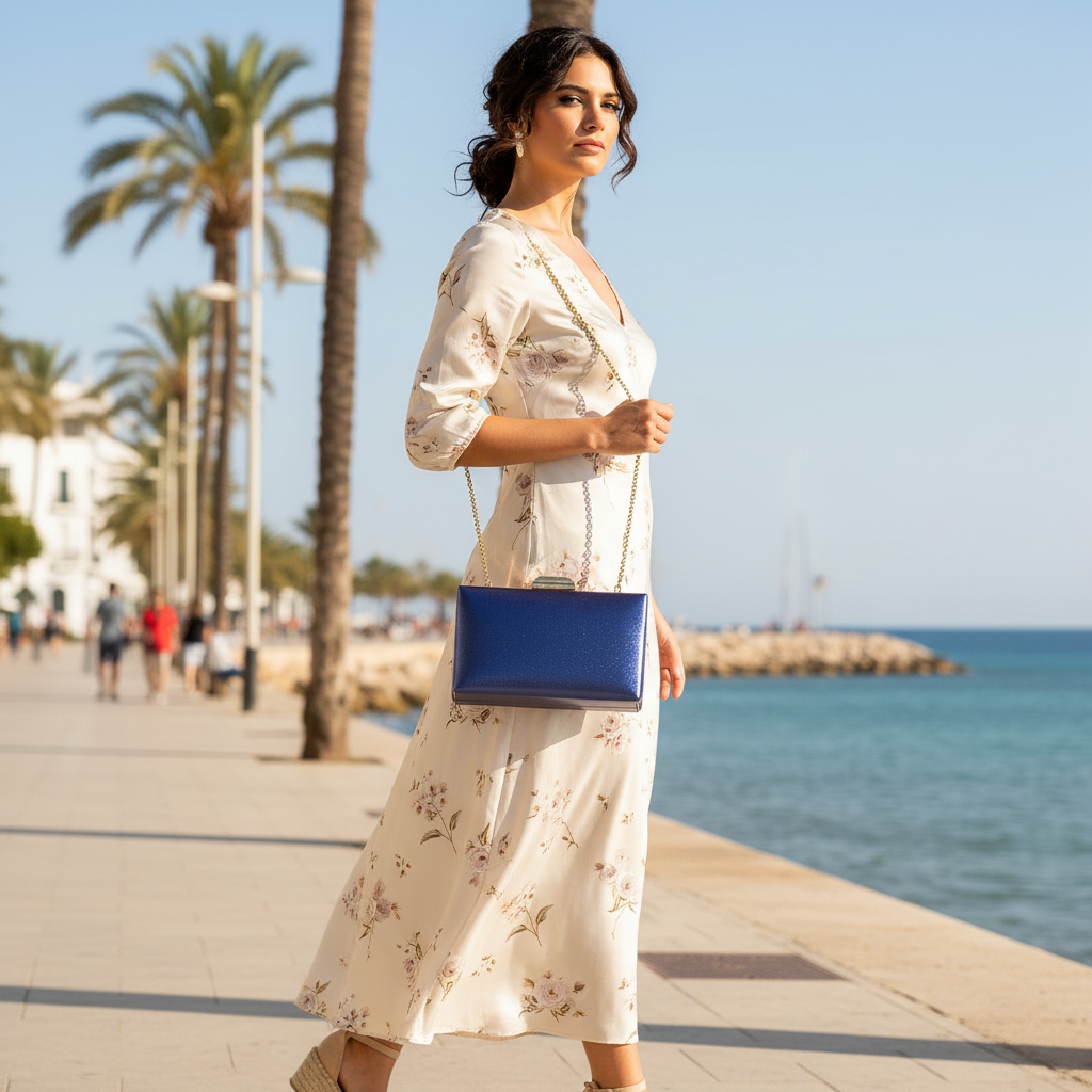 Bolso Luciano acabado pebble azul marino y negro bolso de mano mujer Angara Moda